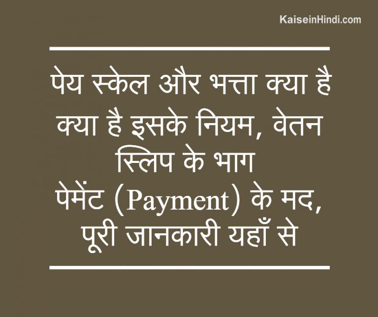पेय स्केल और भत्ता क्या है क्या है इसके नियम पूरी जानकारी यहाँ से